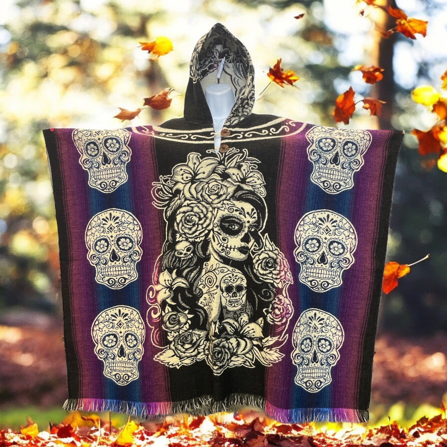 Gaban de la Catrina/ Poncho de la Catrina with hoodie