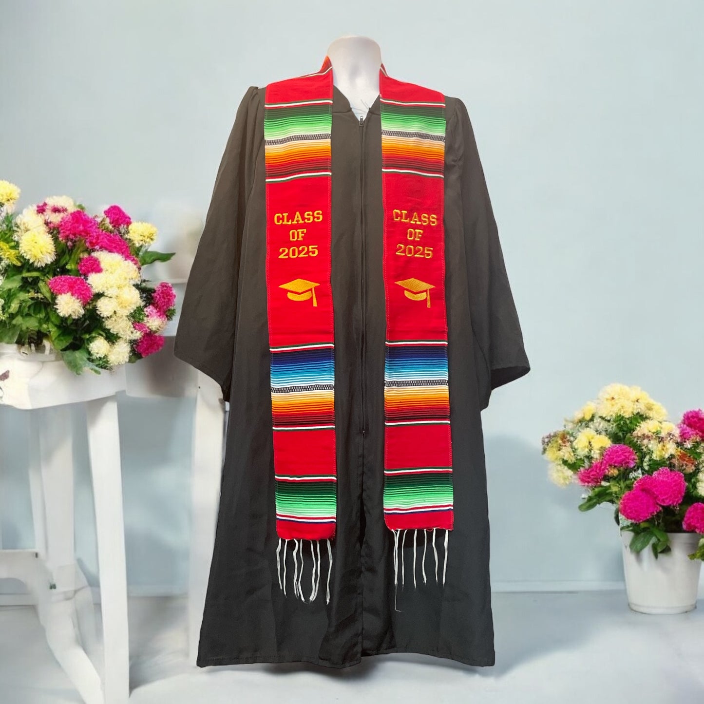 Estola de graduacion 2025 en autentico sarape mexicano. Graduation Stole/sash 2025. Hispanic Heritage