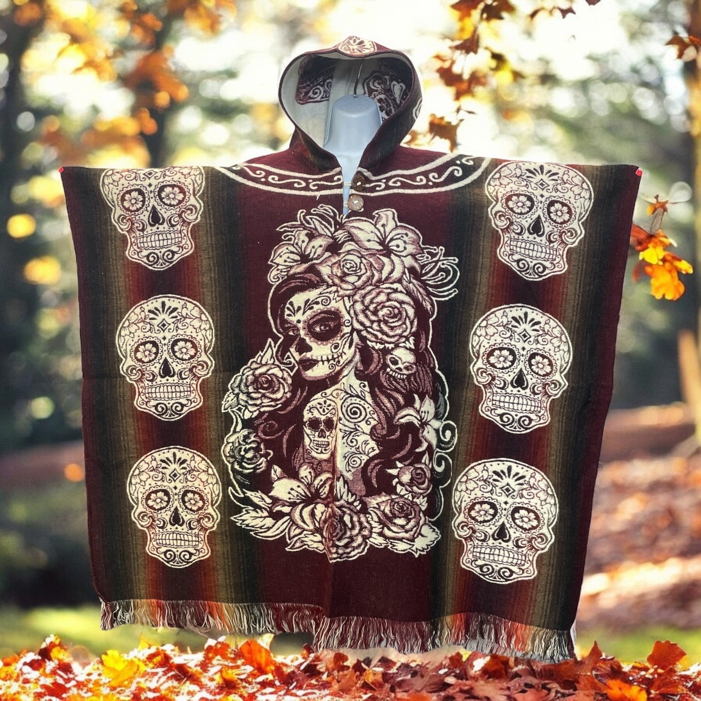 Gaban de la Catrina/ Poncho de la Catrina with hoodie